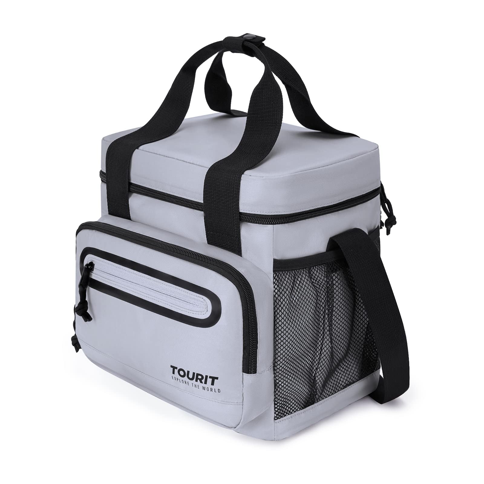 TOURIT Lunch Bag Insulated Lunch Box Women/Men, 20 Cans Large Leakproof Thermal Lunch Tote Bag for Office Work School Picnic Beach, Soft Reusable Cooler Box with Shoulder Strap, Adult ,Gray