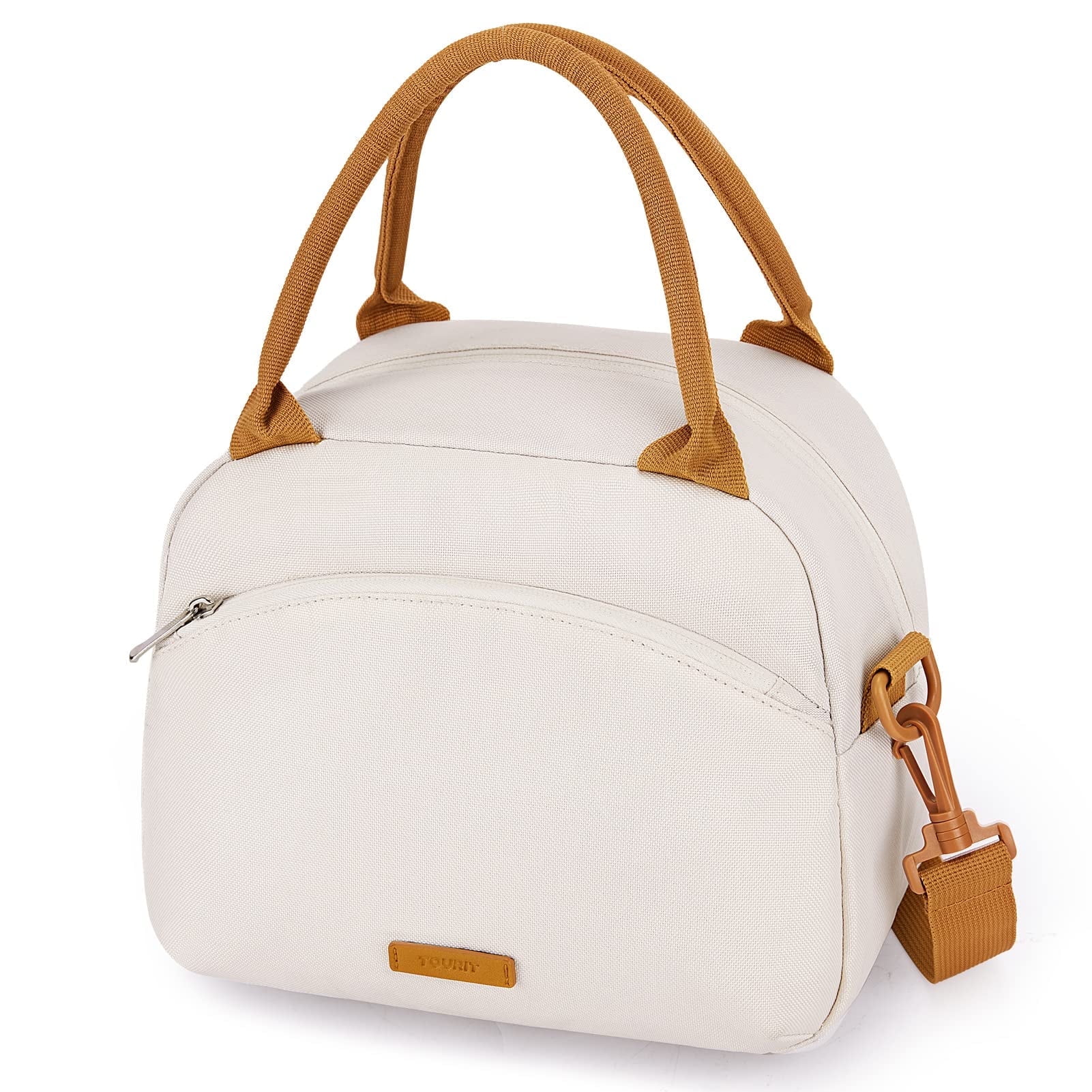 TOURIT Insulated Lunch Box Reusable Lunch Tote Bag, Soft Thermal Cooler Bag Food Container with Adjustable Shoulder Strap for Women Men Kids, Work School Picnic Beach, Cream