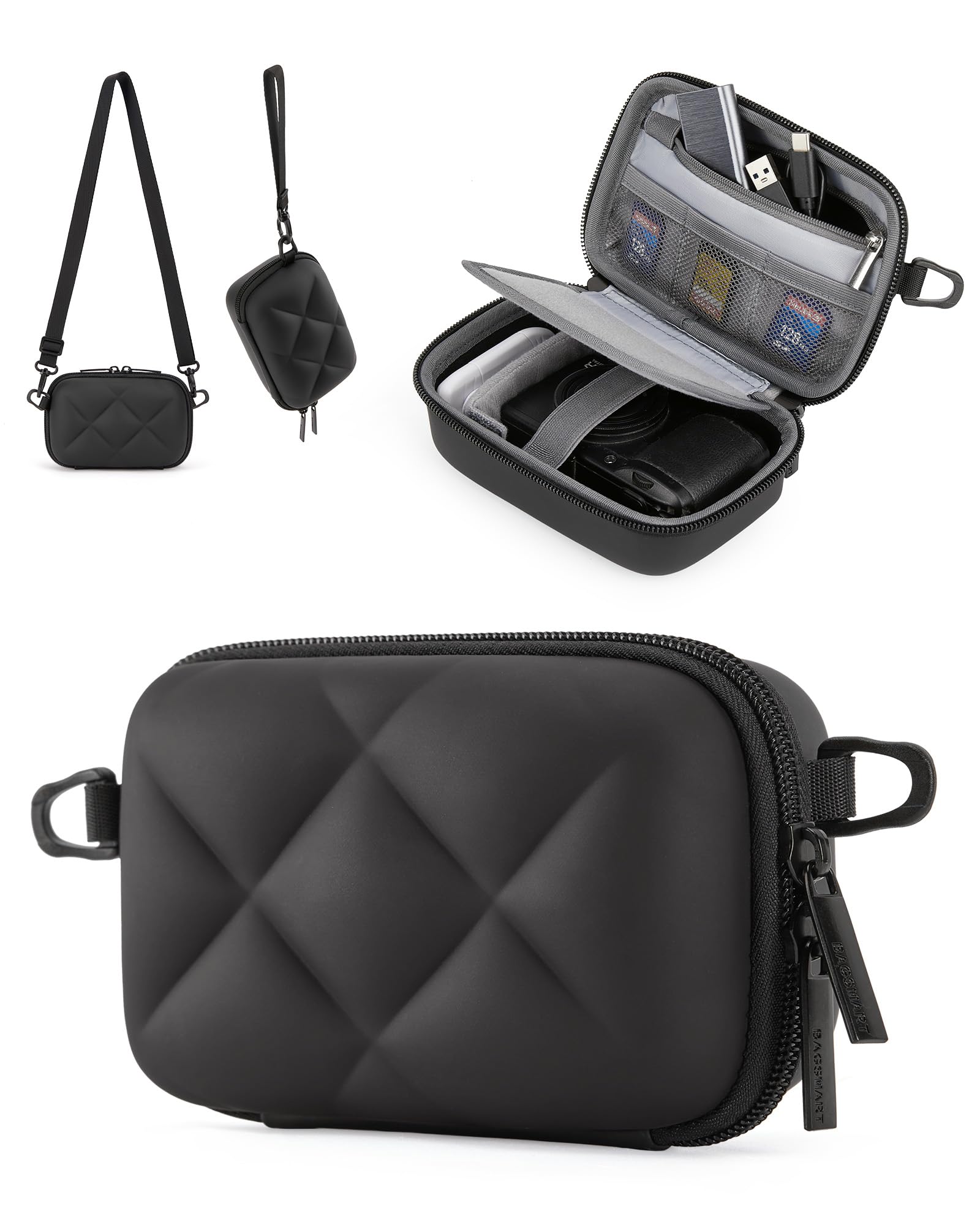 BAGSMART Digital Camera Case, Protective & Lightweight Camera Case with 2 Carrying Ways, Waterproof & Shockproof Small Camera Bag for Canon PowerShot/GoPro/Sony DSCW800/DSCW830, Black