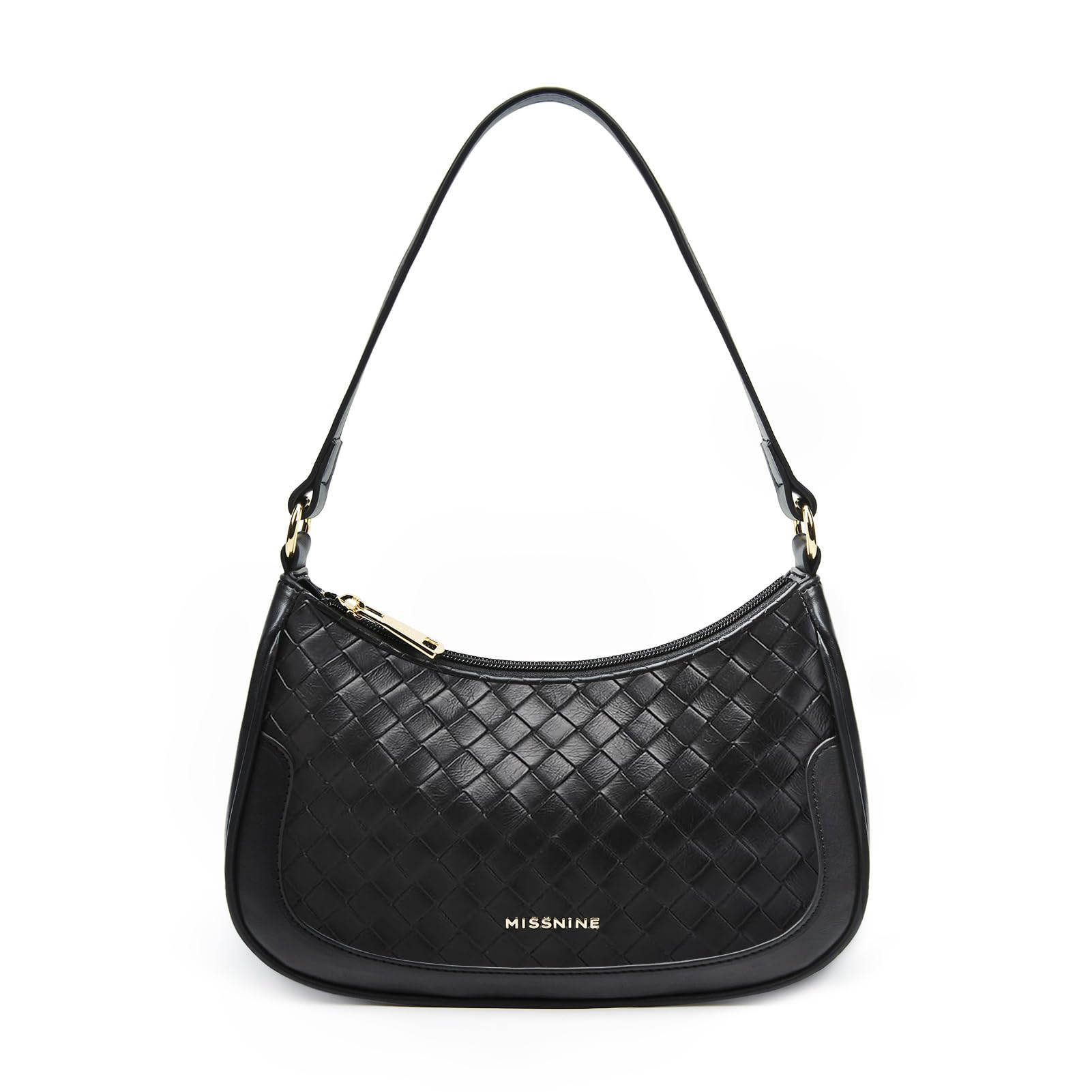 Missnine Women Clutch Shoulder Bag, Vegan Leather Small Purse Crescent Tote Handbag Trendy Hobo Bag, Black