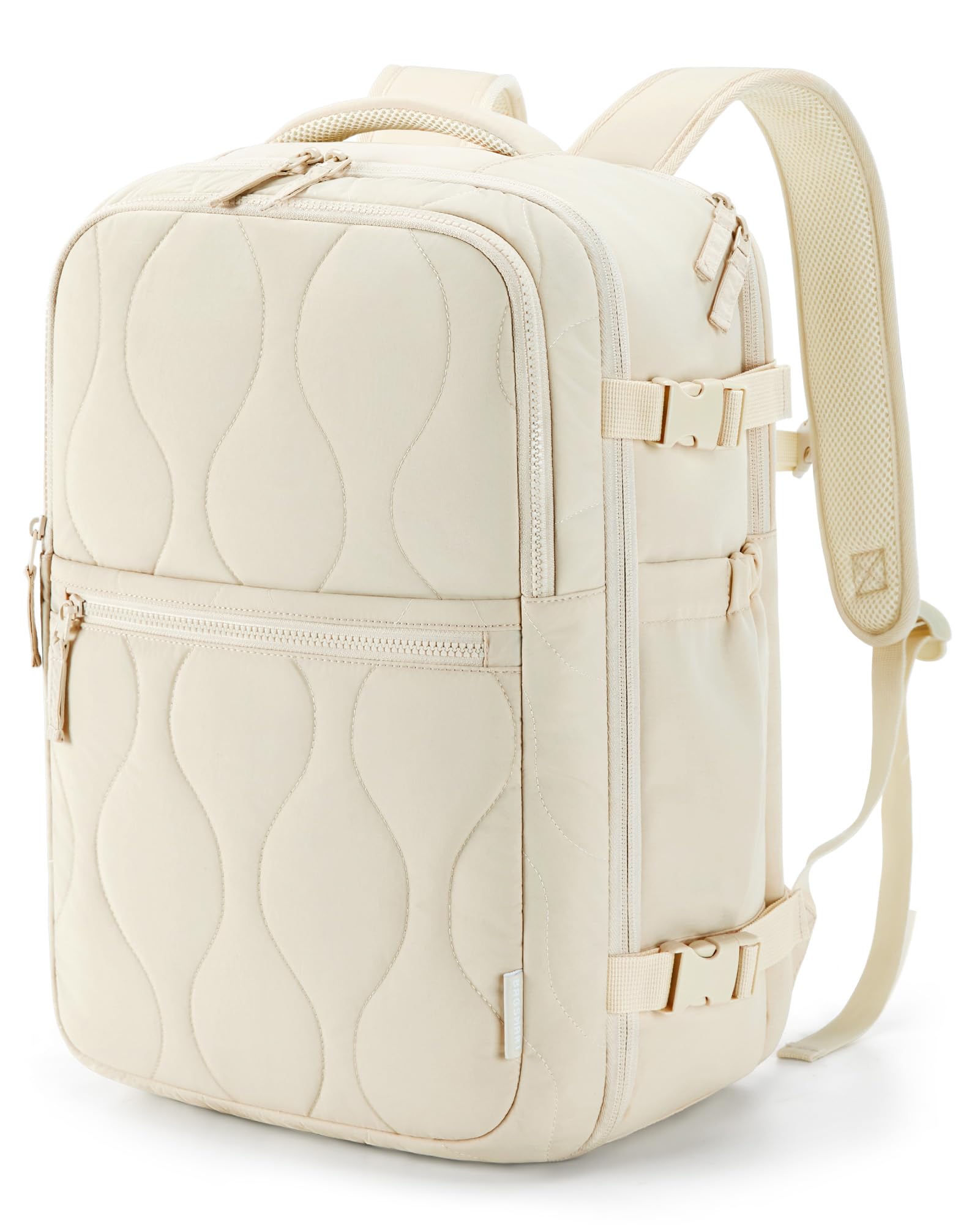 BAGSMART Travel Backpack Carry On Flight Approved for Women Men, TSA Approved Luggage, Large Personal Travel Bag Fit 17 Inch Laptop, 30L Water Resistant Stylish Backpack, Cream