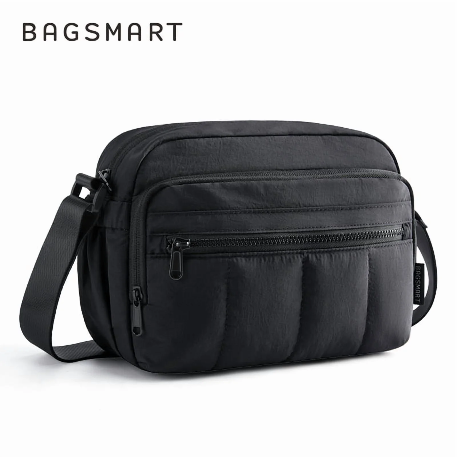 BAGSMART Crossbody Bags for Women Travel Purse, Medium Quilted Puffy cross body bag, Handbags Shoulder Purses, Black