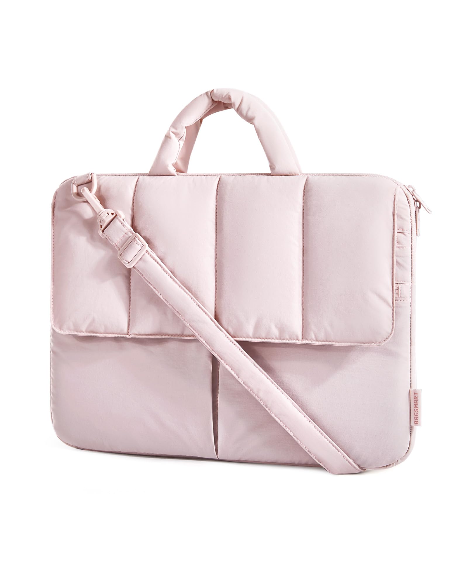 BAGSMART 13-14 Inch Laptop Case Sleeve, Protective Lightweight Puffy Laptop Bag with strap for MacBook Air/Pro, Shockproof Water Resistant Laptop Cover Compatible for 13.3 Dell HP Lenovo Asus, Pink