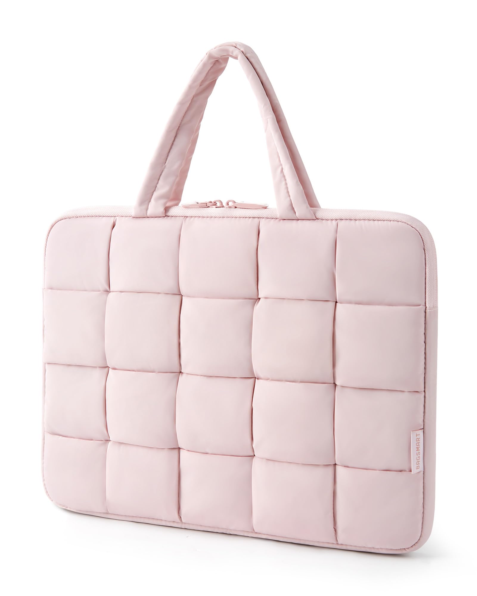 BAGSMART 13-14 Inch Laptop Case, Portable Puffy Laptop Sleeve with Handle, Macbook Case Sleeve Compatible with MacBook Air/Pro 13.3 13.6 Inch M4 M3 M2 M1, Computer Sleeve Fitted with Dell,HP, Pink