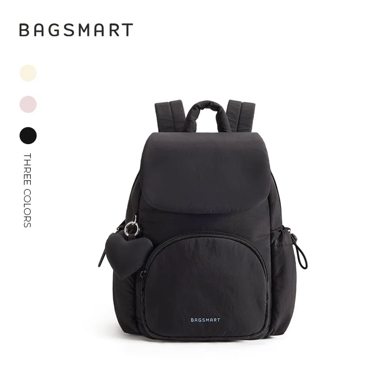 BAGSMART Women's Mini Backpack Purse, Ladies Shoulder Bag Handbag with heart decoration for Travel Casual Commute Bookbag, Black