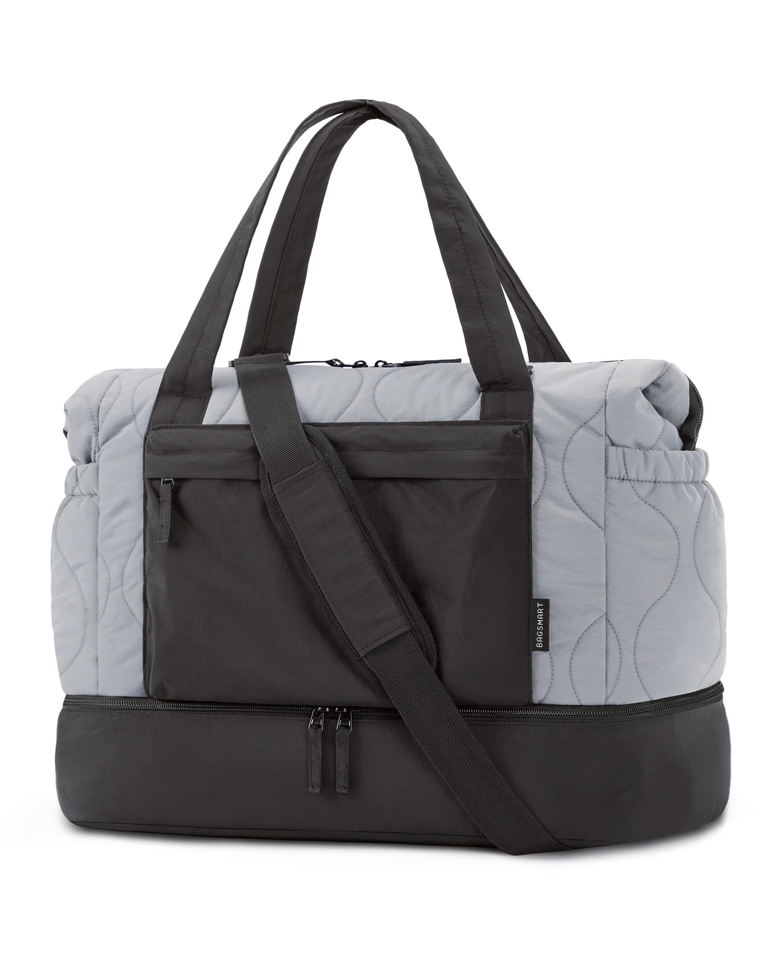 BAGSMART Puffer Duffle Bag for Travel, 33L Weekender Bags for Women, Carry on Bag with Shoe Compartment, Lightweight Travel bag, TSA-Free Overnight Hospital Bag, Black