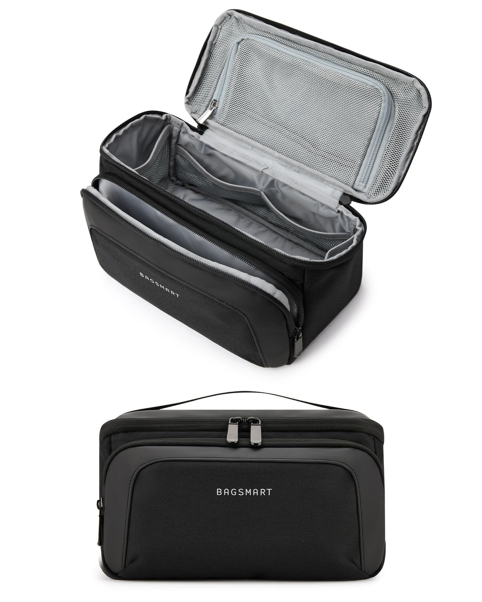 BAGSMART Toiletry Bag for Men, Wide Opening Travel Bag for Toiletries, Dopp Kit Water Resistant Shaving Hygiene Bag for Bathroom Shower, Toiletries Accessories,Travel Essentials,Black