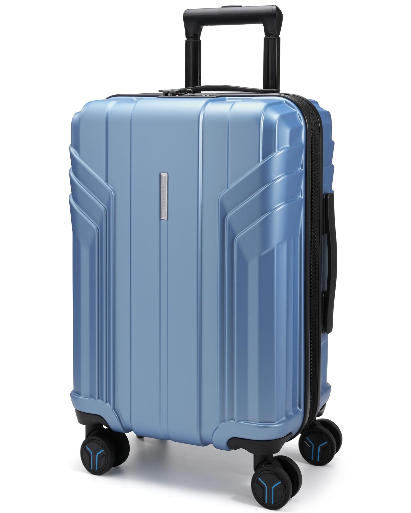 BAGSMART Expandable Carry On Luggage 22x14x9 Airline Approved, 1OO% PC Lightweight Hard Shell Suitcase, 20 Inch Travel Luggage with Spinner Wheels, Waterproof Rolling Suitcase, Blue