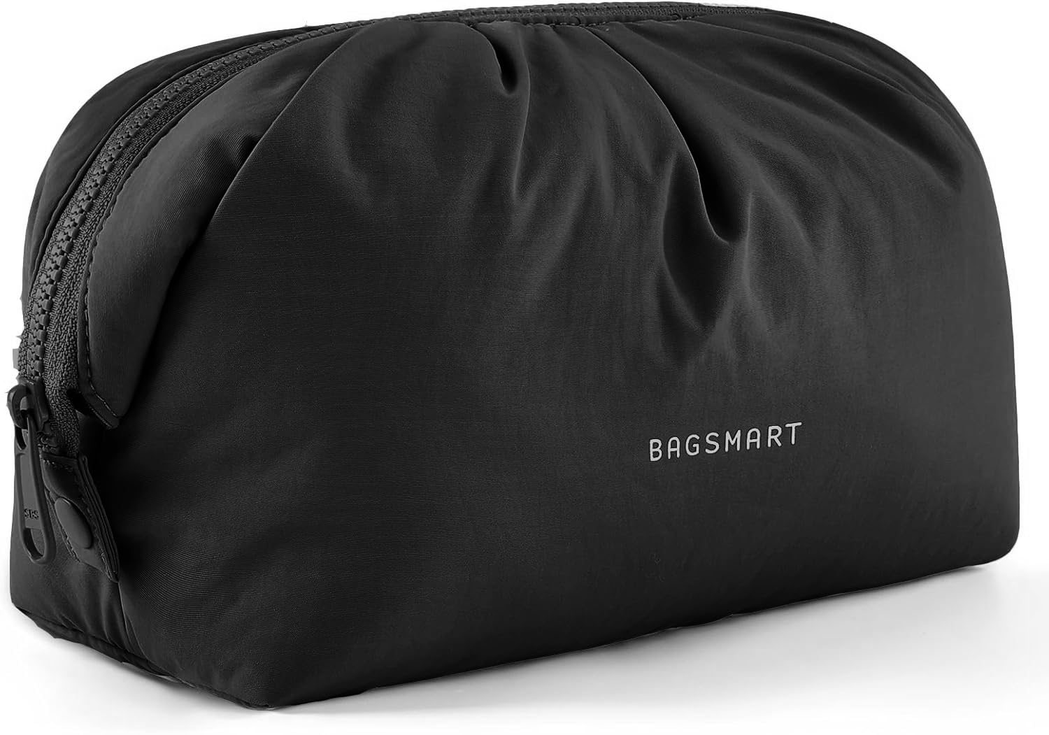BAGSMART Makeup Bag Travel Makeup Bag, Cute Make Up Bag, Large Capacity Cosmetic Bags for Women, Wide-open Makeup Pouch Travel Essentials Toiletries Accessories Brushes, Black