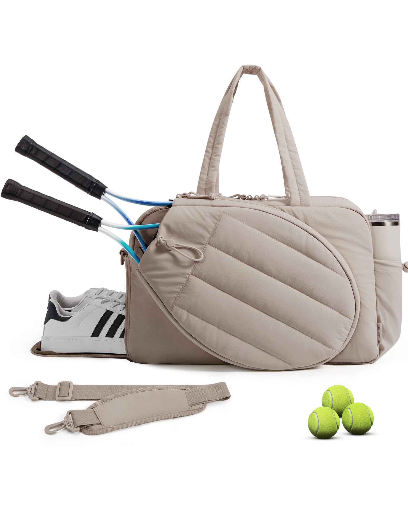 BAGSMART Tennis Gym Bag for Women, Tennis Bag Holds 2 Rackets with Shoe Compartment & Wet Pocket, Sports Duffle Bags fits up to 15.6