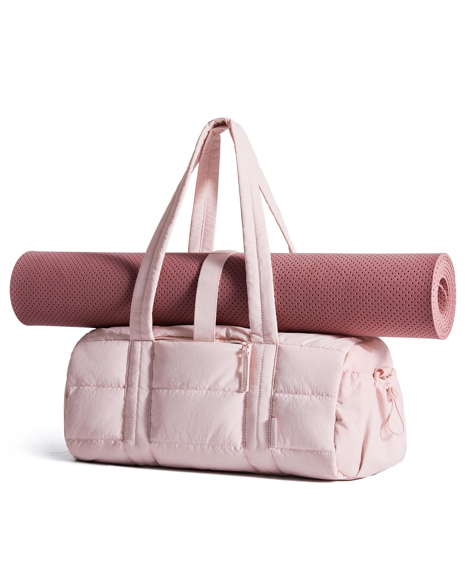 BAGSMART Reiki Gym Bag for Women, Yoga Mat Duffle Bag with Wet & Dry Pocket, Quilted Sports Bag for Weekend/Swimming, Pink