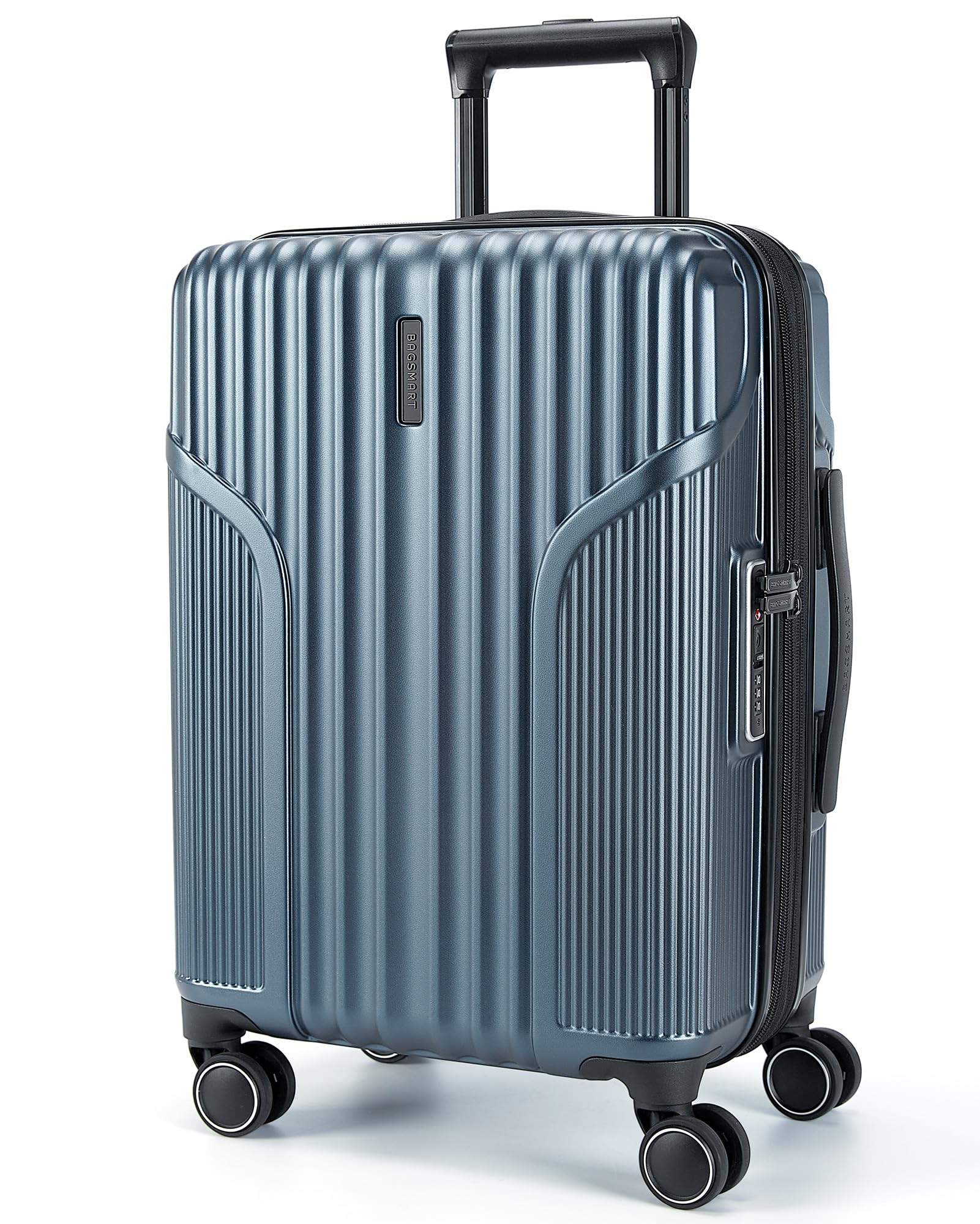 BAGSMART Expandable Carry On Luggage 22x14x9 Airline Approved, Carry-On Suitcase with Spinner Wheels, Hardside Polycarbonate Rolling Travel Luggage with TSA Lock 20-Inch, Blue