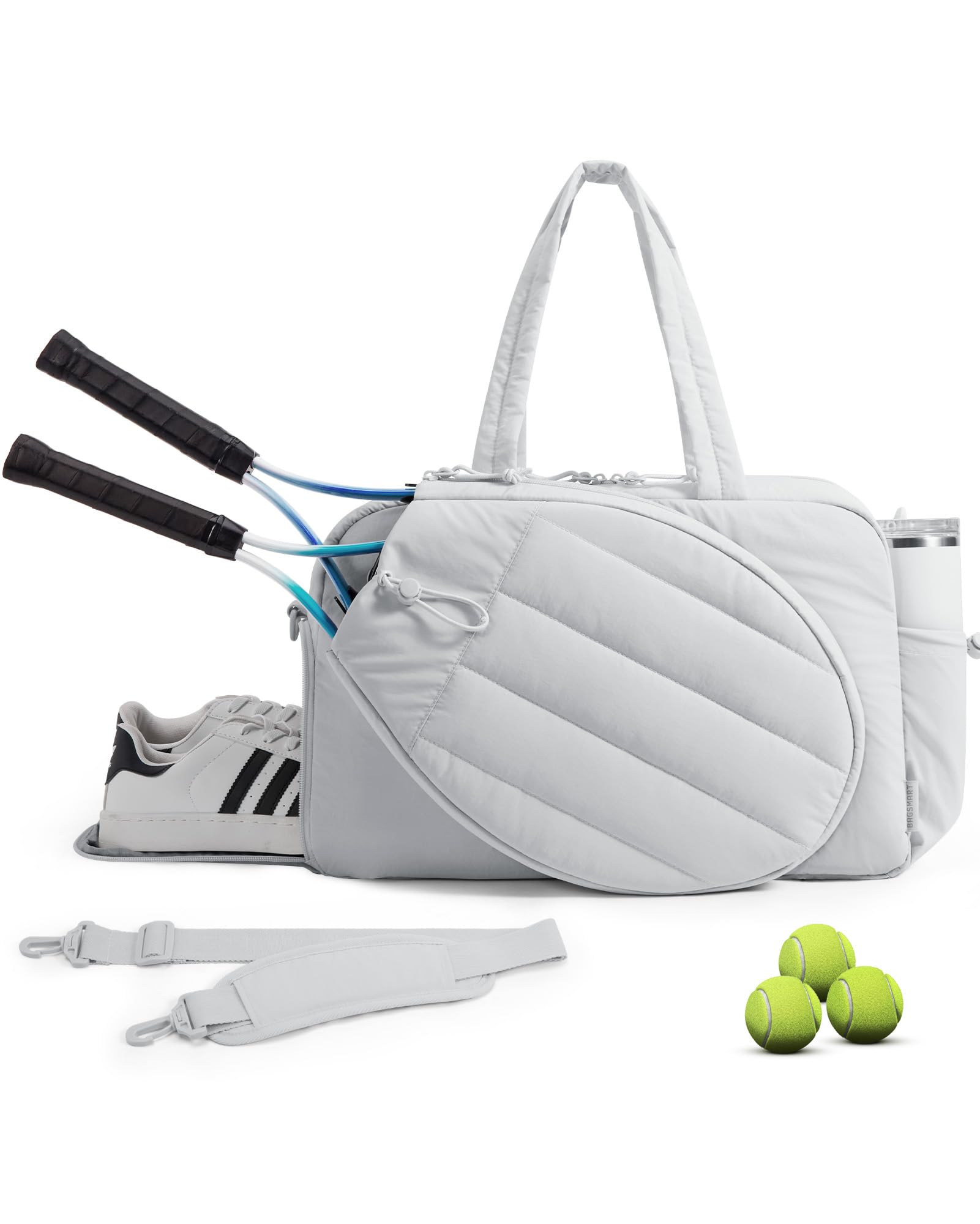 BAGSMART Tennis Gym Bag for Women, Tennis Bag Holds 2 Rackets with Shoe Compartment & Wet Pocket, Sports Duffle Bags fits up to 15.6