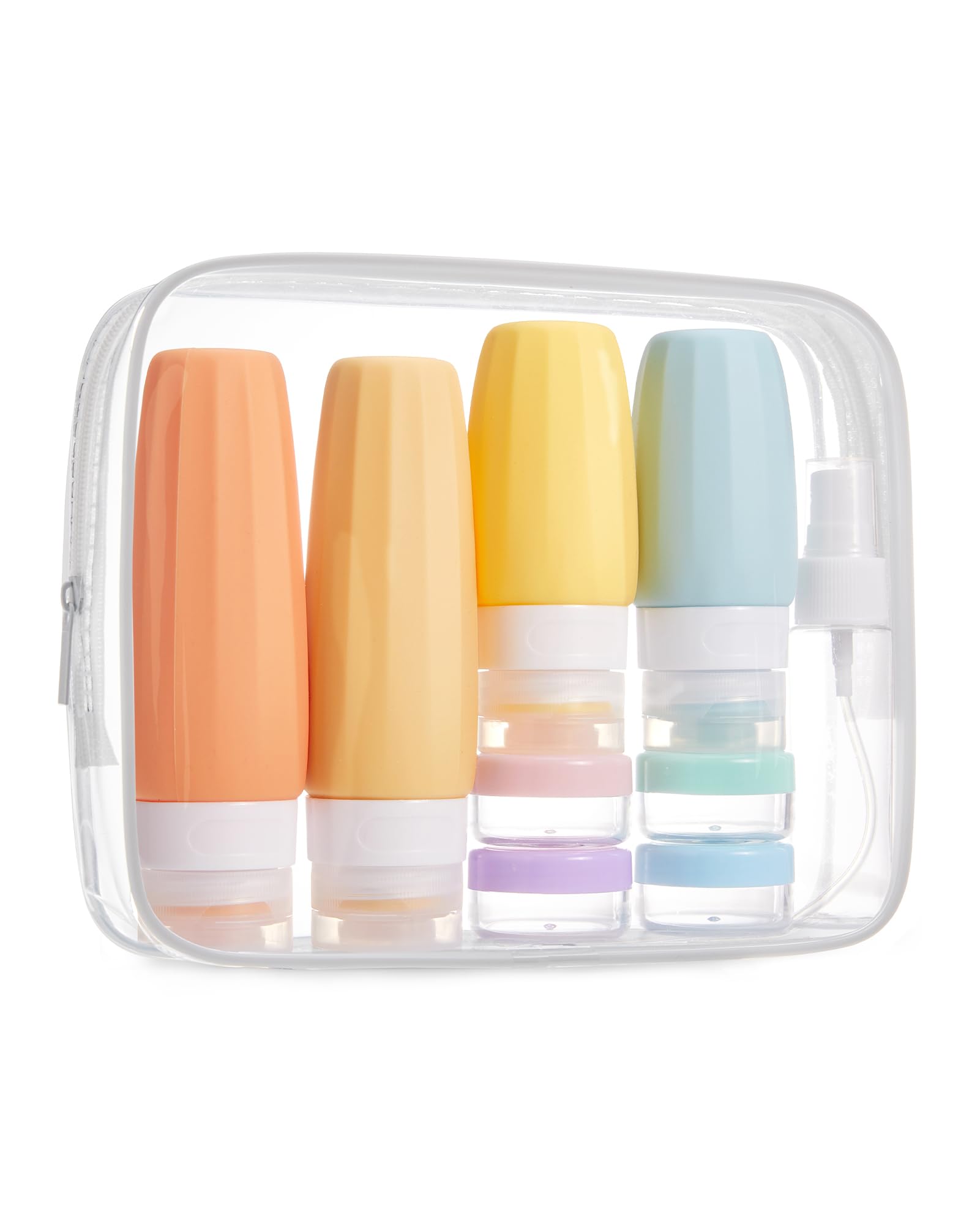 BAGSMART 18 Pack TSA Approved Travel Bottles for Toiletries, Leak Proof Silicone Travel Size Containers Bottles for Shampoo, Macaron