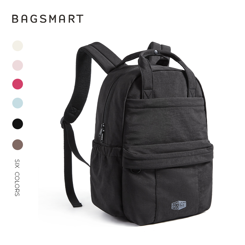 BAGSMART College Laptop Backpack, Travel Backpack Airline Approved, Casual Daily Backpack for 14-15 Inch Laptop, Lightweight College Bookbag for Women Men, Black