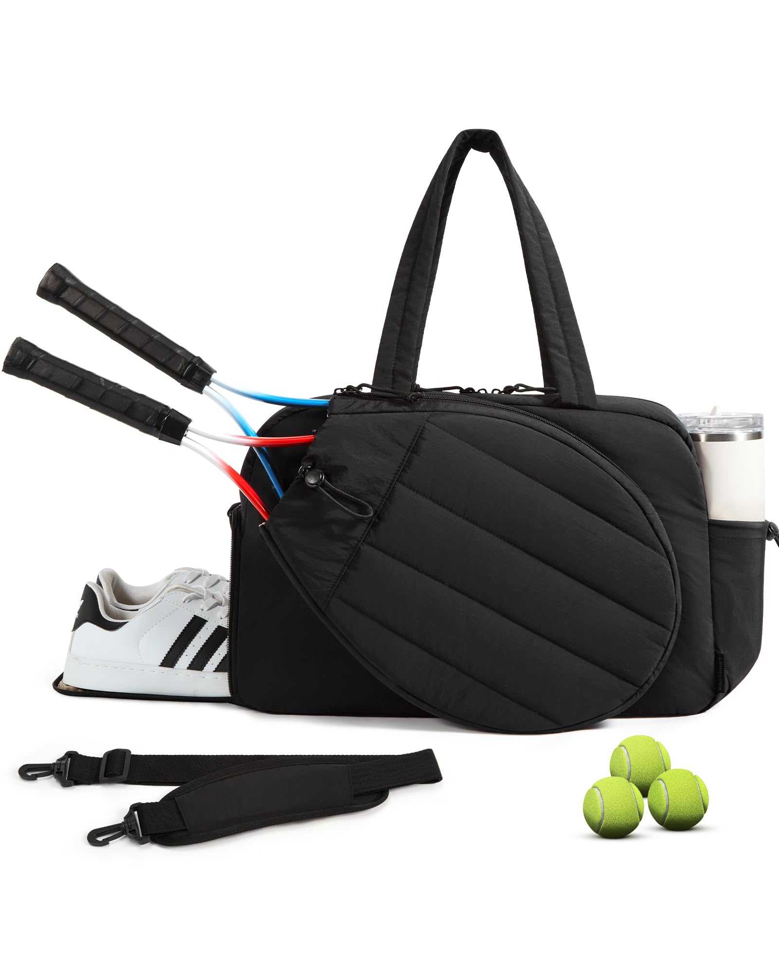BAGSMART Tennis Gym Bag for Women, Tennis Bag Holds 2 Rackets with Shoe Compartment & Wet Pocket, Sports Duffle Bags fits up to 15.6