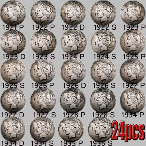 $129.99 Get 2 sets!!The Complete Collection of 1921~1935 Peace Silver Dollar 24Pcs