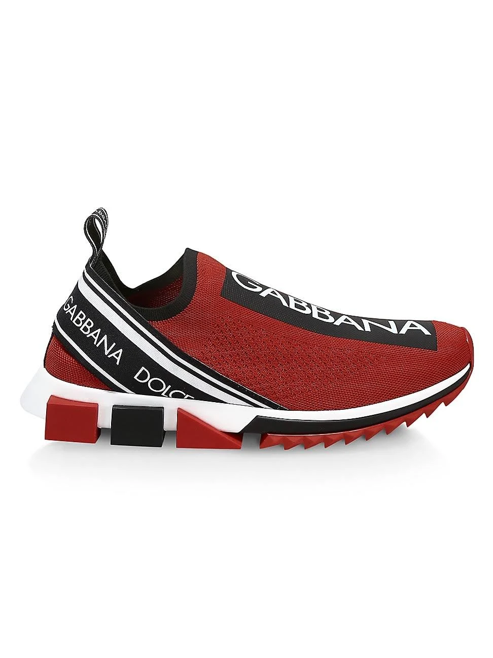 Dolceu0026Gabbana Mens Sorrento LogoStripe Sock Sneakers RedBlack Mens 13D