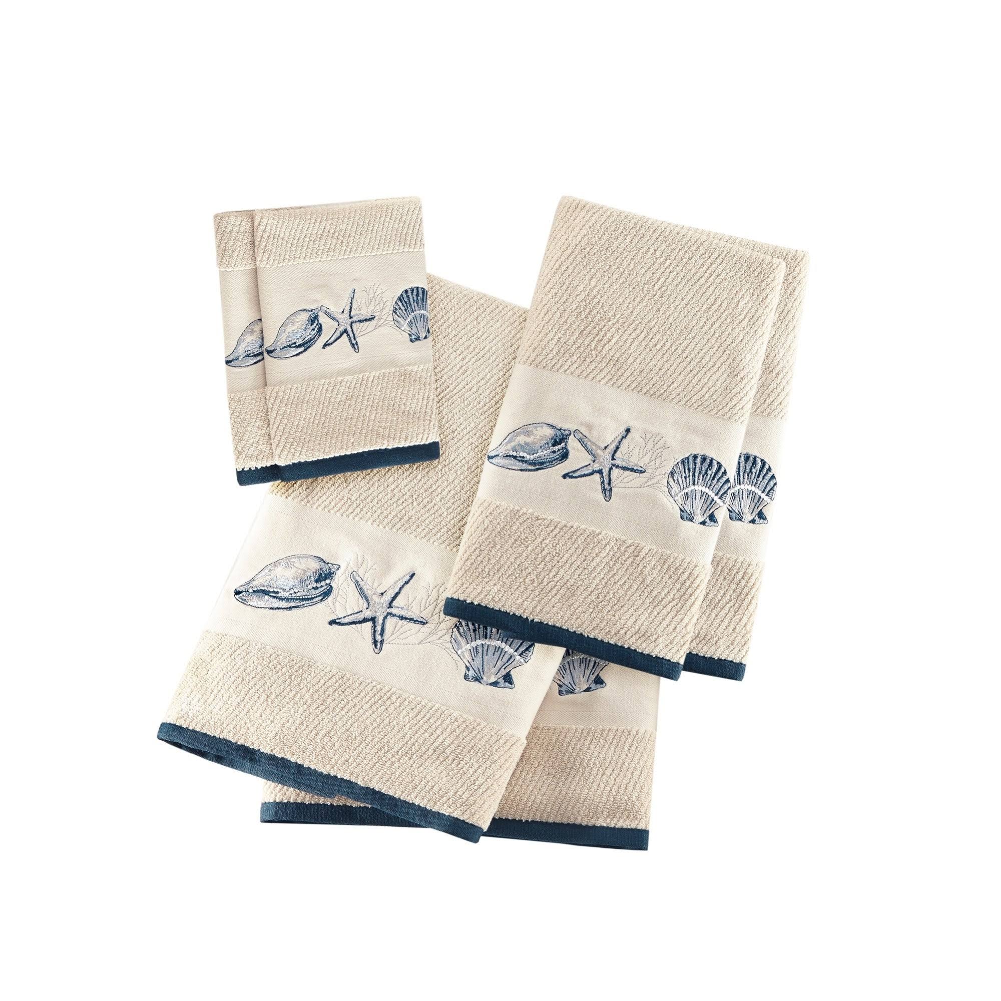 Madison Park Bayside Embroidered Cotton Jacquard 6 Piece Towel Set - MP73-4967 Blue