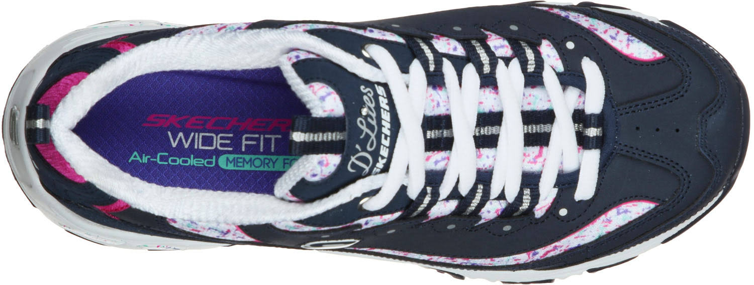 Skechers Womens DLites  Dazzling Canvas Sneakers NavyPurple 75