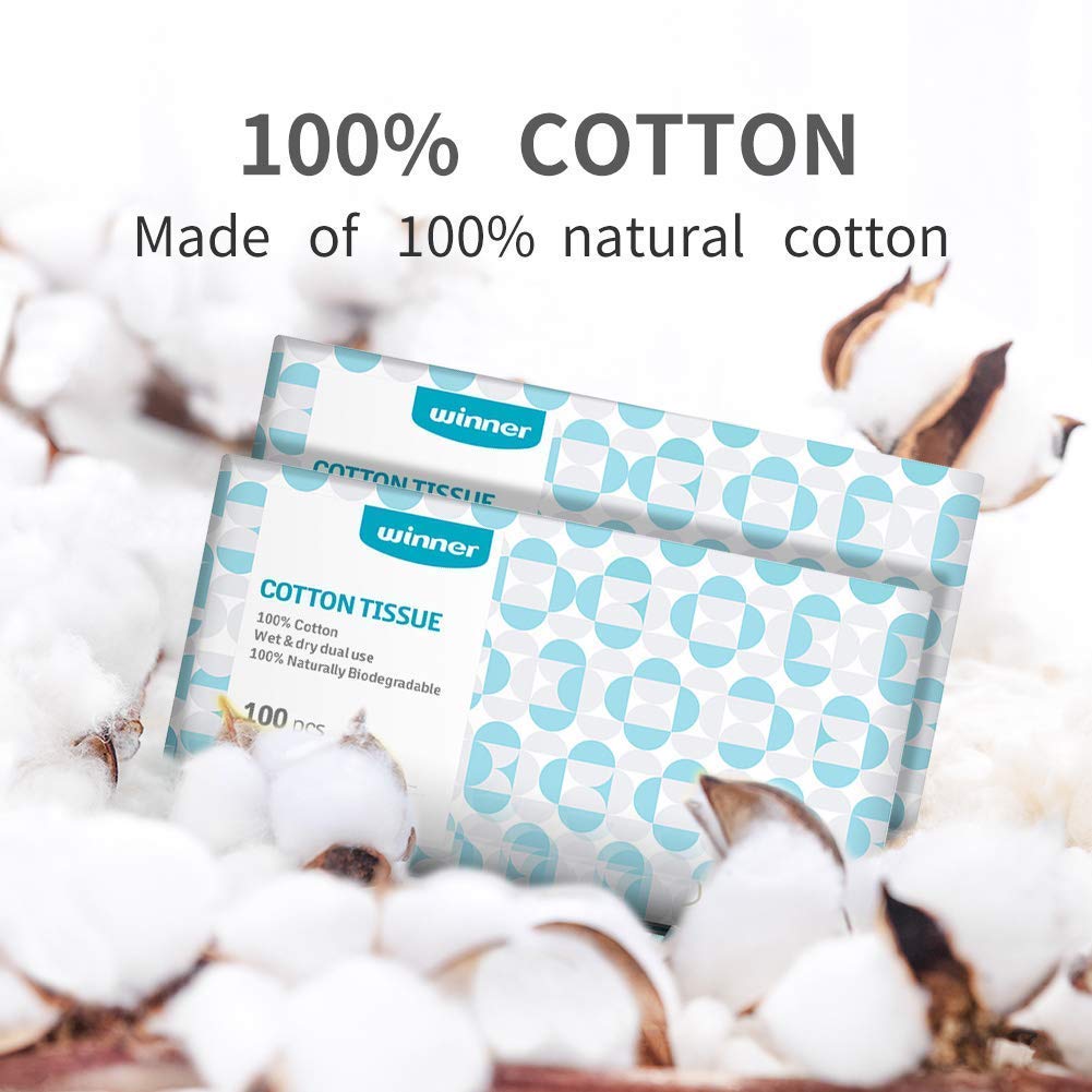 Winner Soft Dry Wipe, Made of Cotton Only, 600 Count Unscented Cotton Tissues for Sensitive Skin