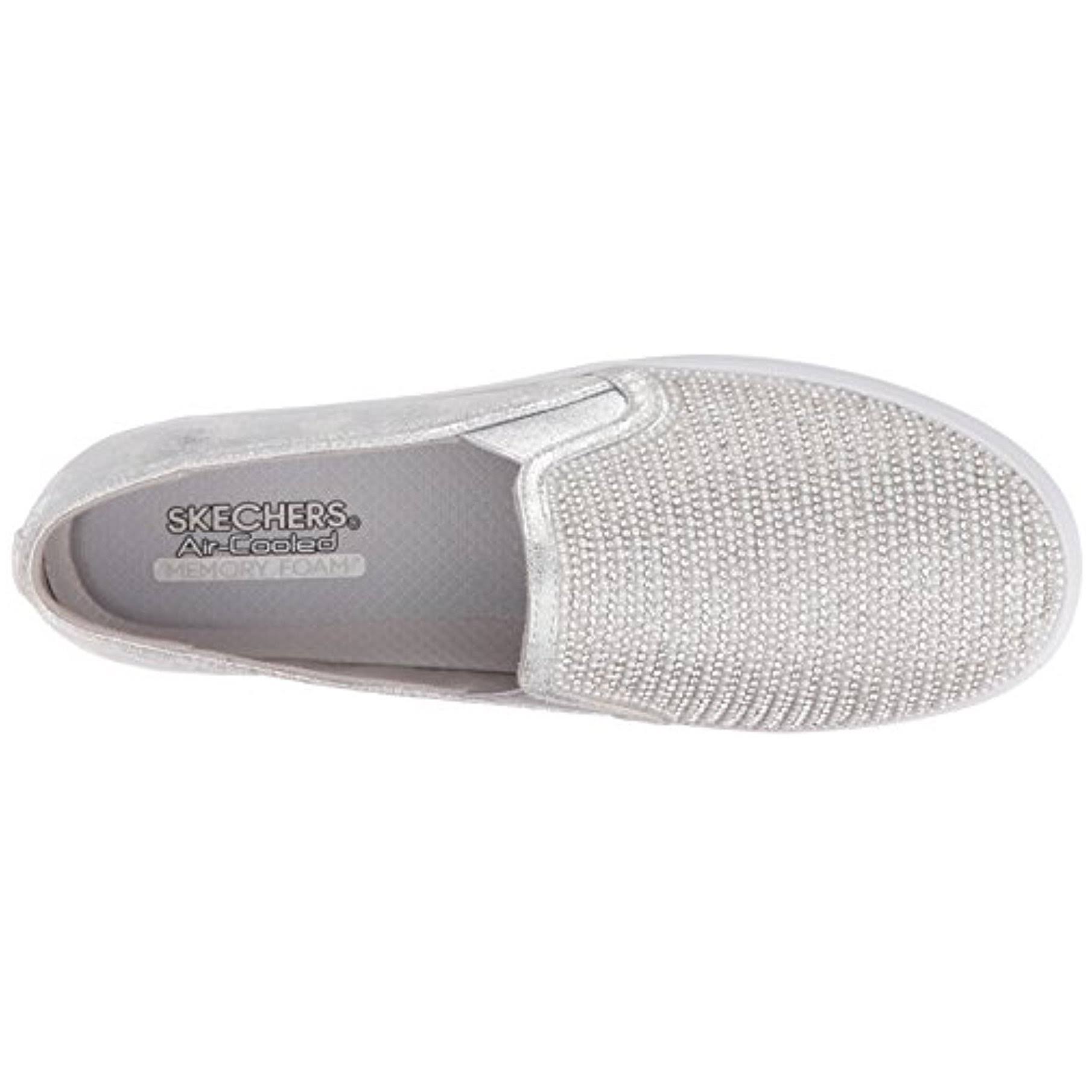 Skecher Street Women's Double Up Shiny Dancer Fashion Sneaker, Rhinestone Silver, Size: 8
