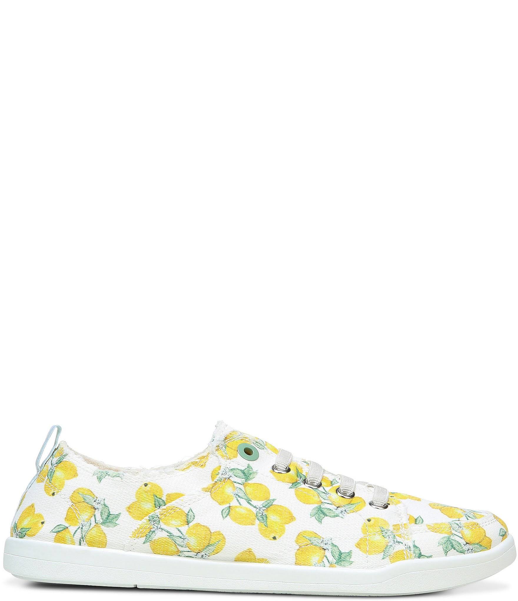Vionic Pismo Lemon Printed Washable Canvas Lace-Up Sneakers - 6.5M