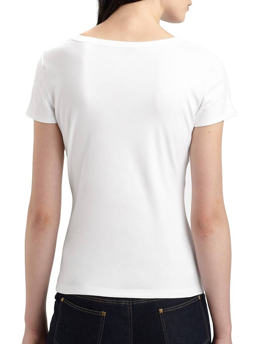 Lafayette 148 New York CottonStretch Basic Tee Black Womens Xs