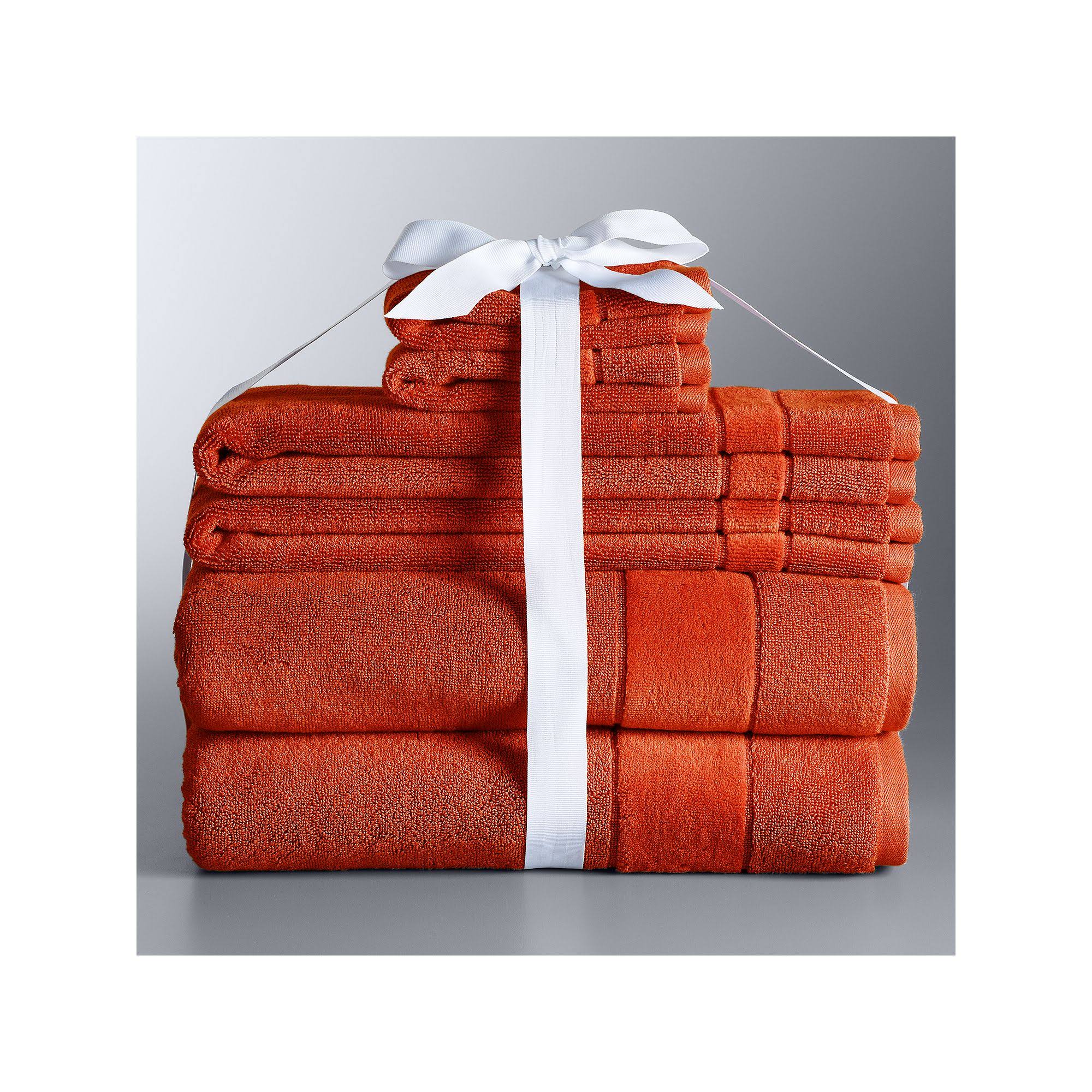 Simply Vera Vera Wang 6-Piece Turkish Cotton Bath Towel Set, Med Orange, 6 PC Set