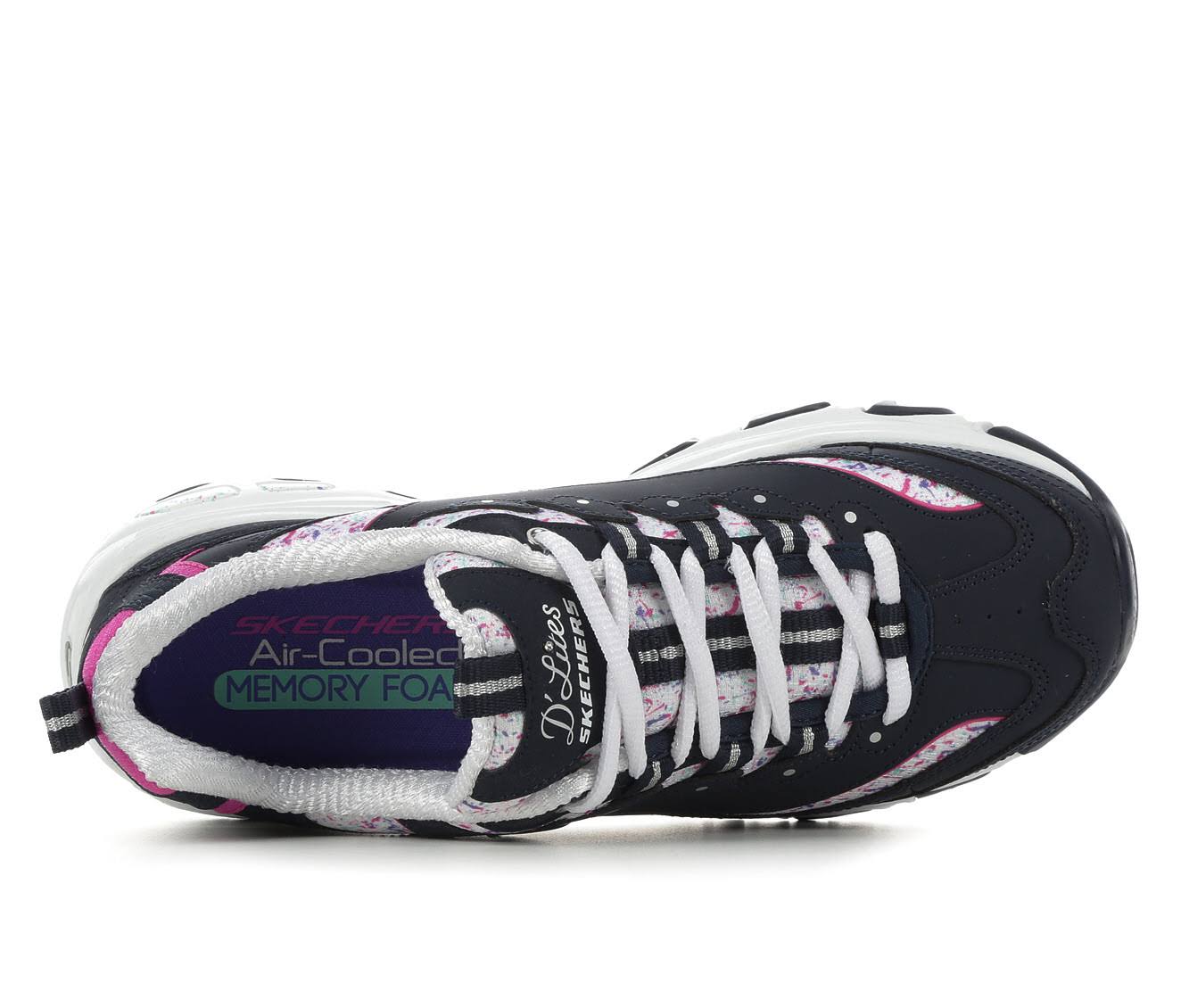 Skechers Womens DLites  Dazzling Canvas Sneakers NavyPurple 75