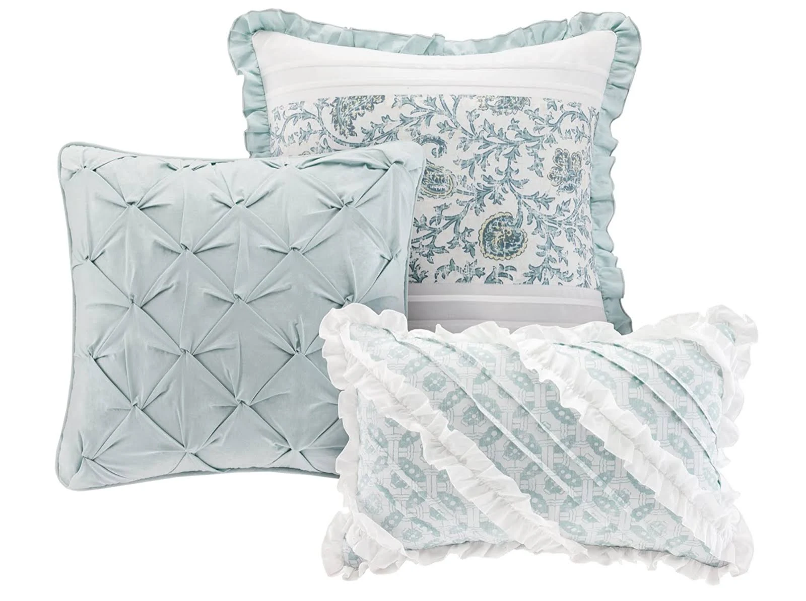 Madison Park - Dawn 9 Piece Cotton Percale Comforter Set - Blue - King