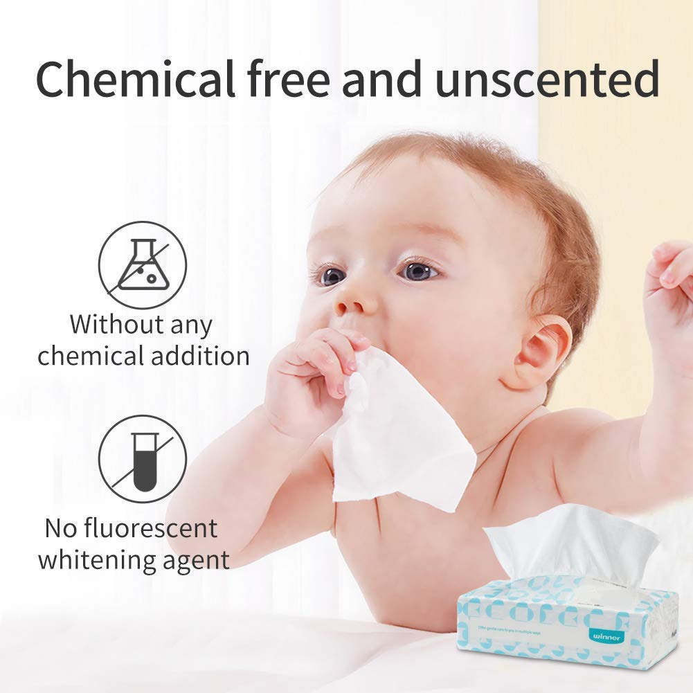 Winner Soft Dry Wipe, Made of Cotton Only, 600 Count Unscented Cotton Tissues for Sensitive Skin
