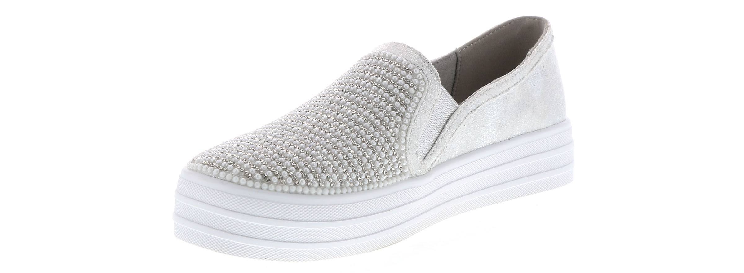 Skecher Street Women's Double Up Shiny Dancer Fashion Sneaker, Rhinestone Silver, Size: 8
