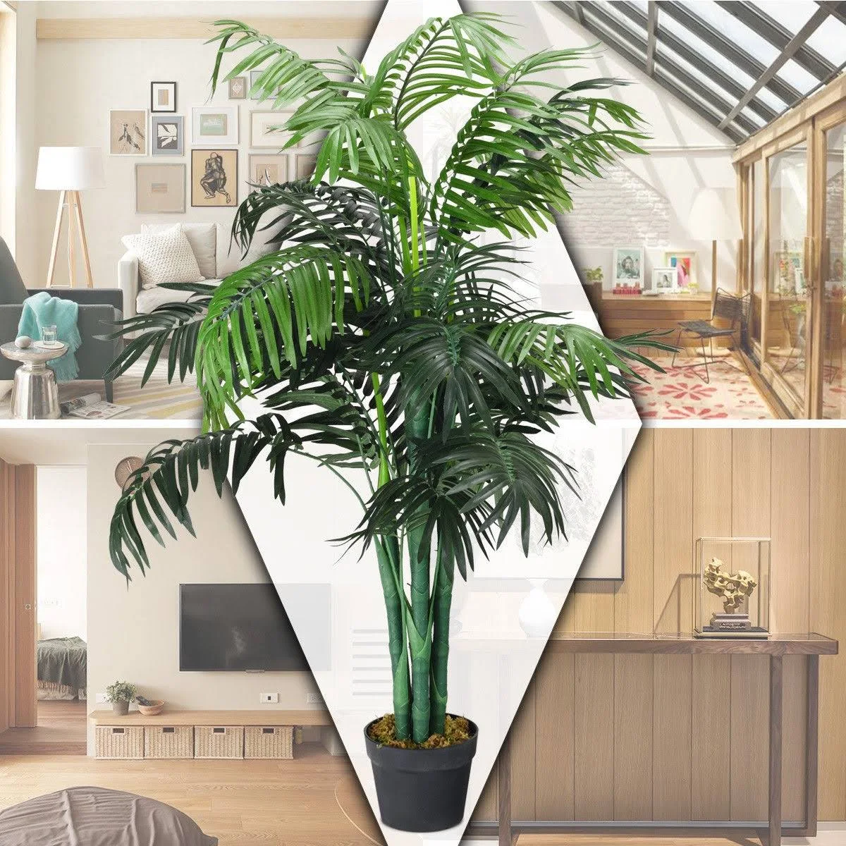 35 ft Artificial Areca Palm Decorative Silk Tree with Basket