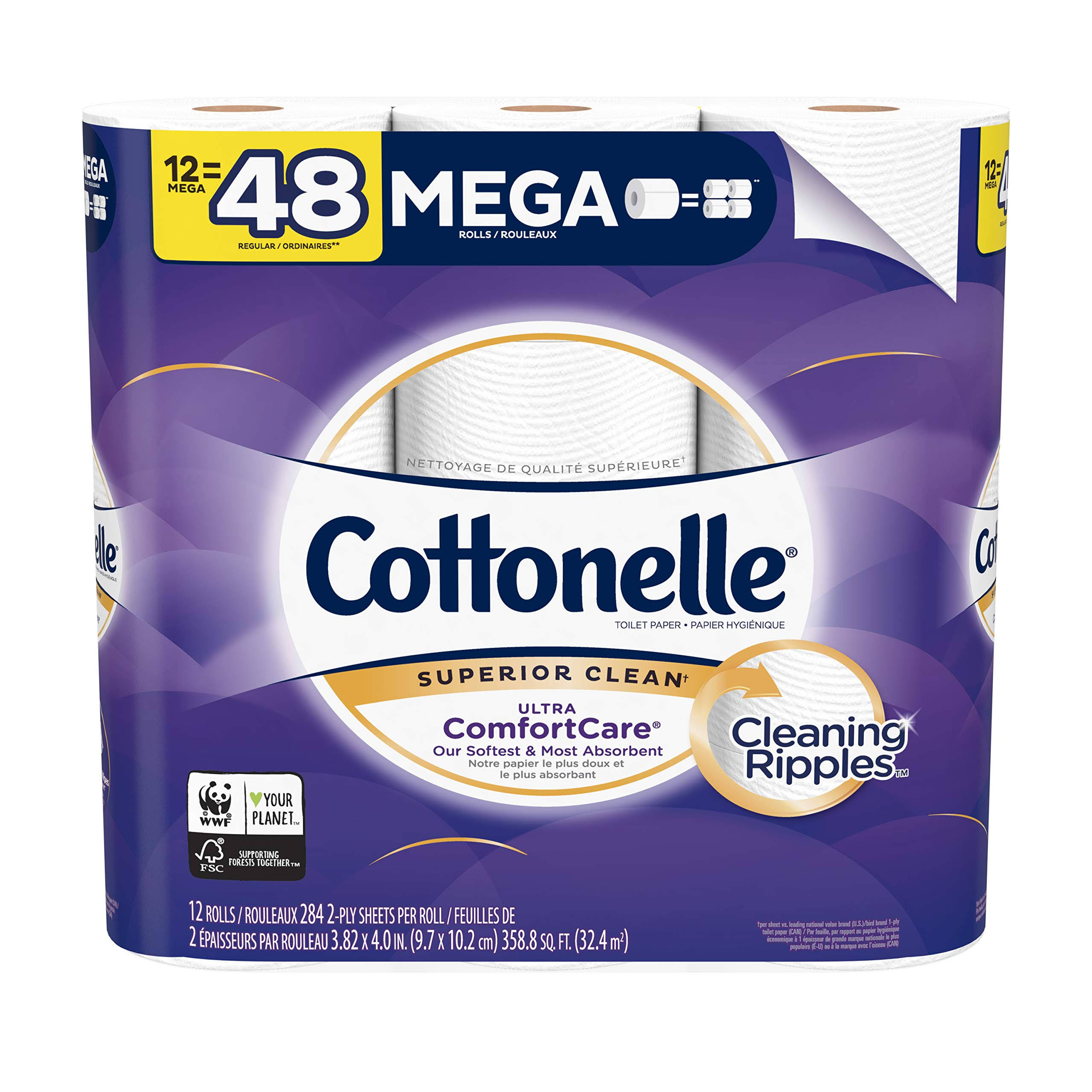 Cottonelle Ultra ComfortCare Toilet Paper Mega Roll 2Ply  12 rolls