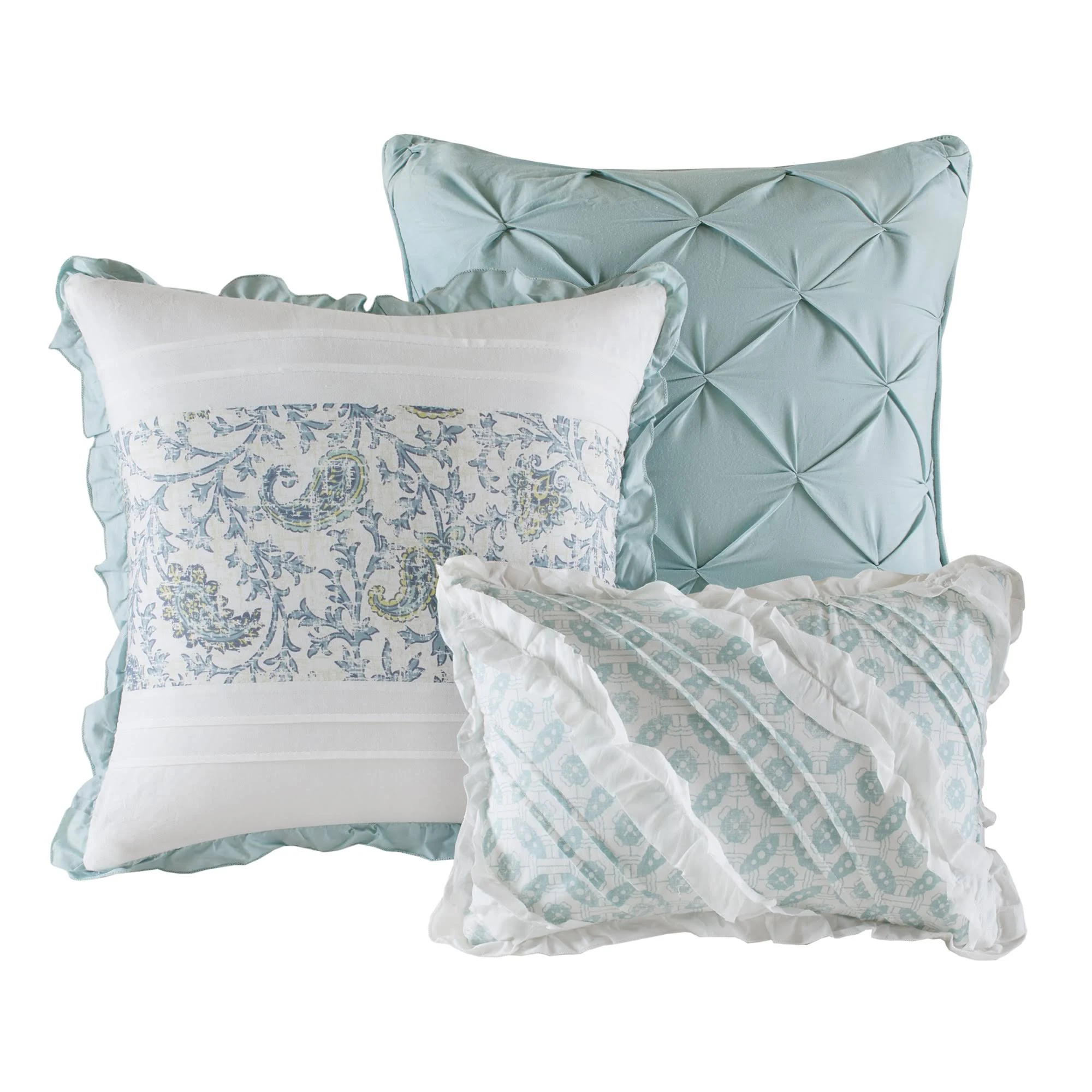Madison Park - Dawn 9 Piece Cotton Percale Comforter Set - Blue - King