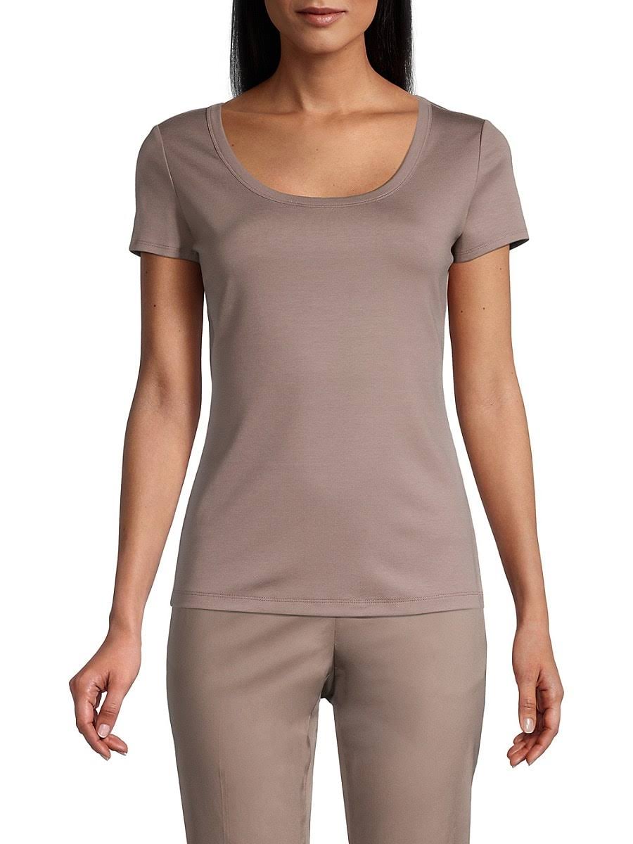 Lafayette 148 New York CottonStretch Basic Tee Black Womens Xs