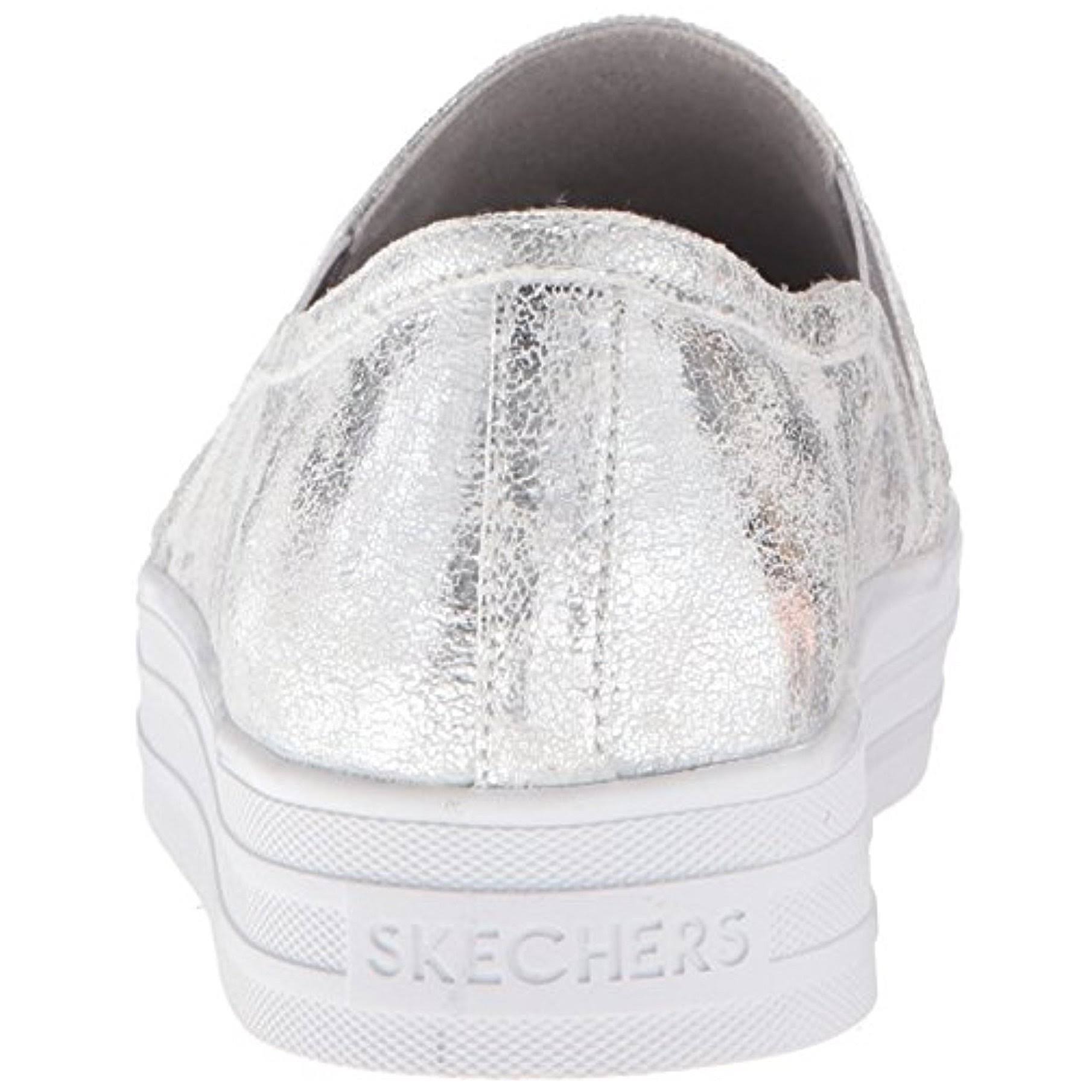 Skecher Street Women's Double Up Shiny Dancer Fashion Sneaker, Rhinestone Silver, Size: 8