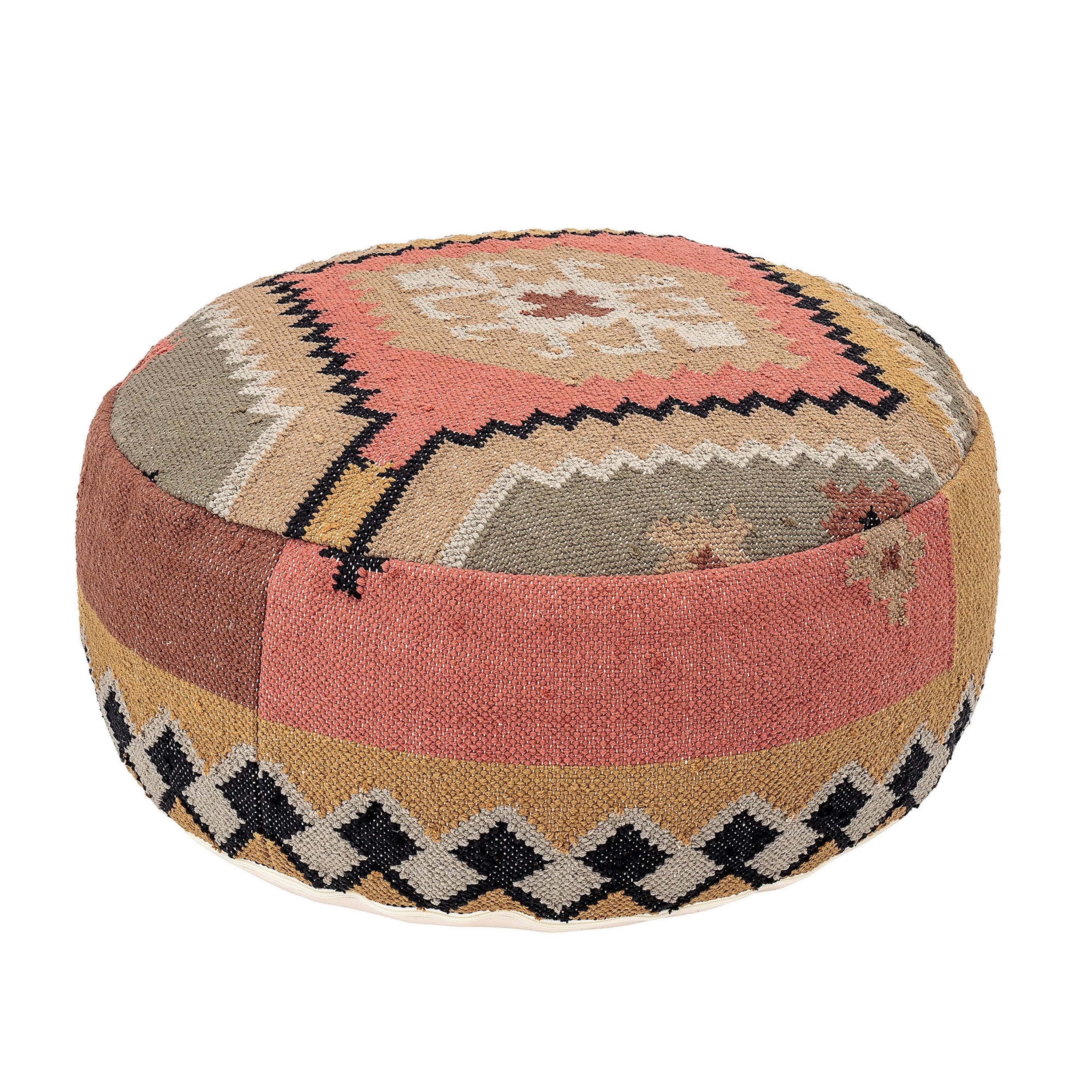 Bloomingville Multicolor Handwoven Cotton Kilim Pouf