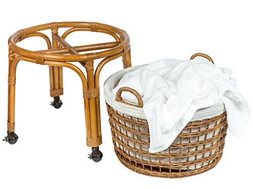 Kouboo 1030080 Rolling Wicker Laundry Basket and Hamper with Cotton Liner, Stand