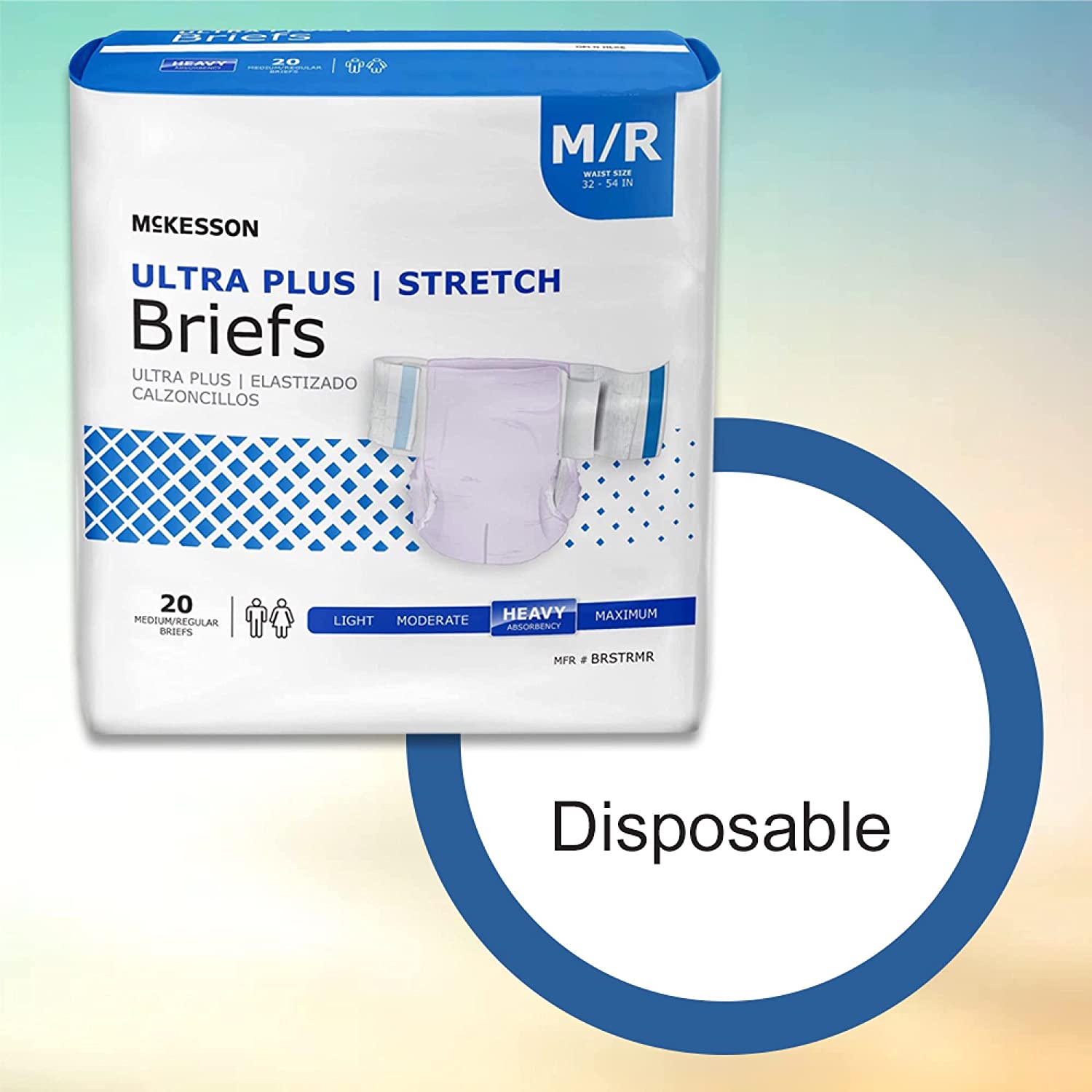McKesson Ultra Plus Stretch Incontinence Brief, Unisex, Adult, Large/XL, Heavy Absorbency, 20 Count, 4 Packs, 80 Total