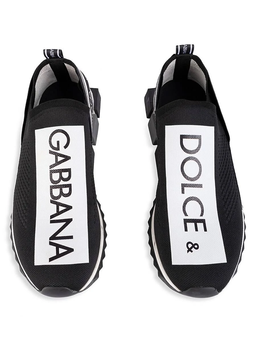 Dolceu0026Gabbana Mens Sorrento LogoStripe Sock Sneakers RedBlack Mens 13D