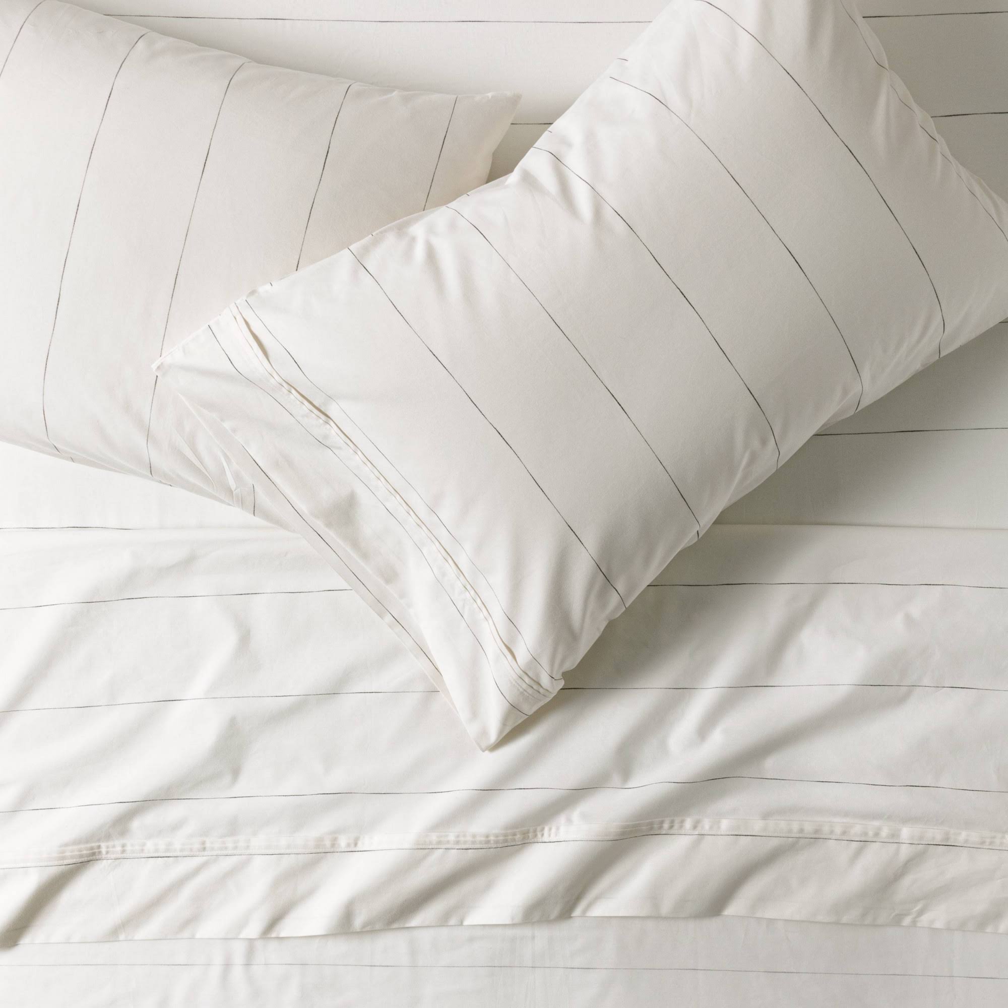 Queen Thin Stripe Organic Cotton Sheet Set Sour Cream/Railroad Gray - Hearth u0026 Hand with Magnolia