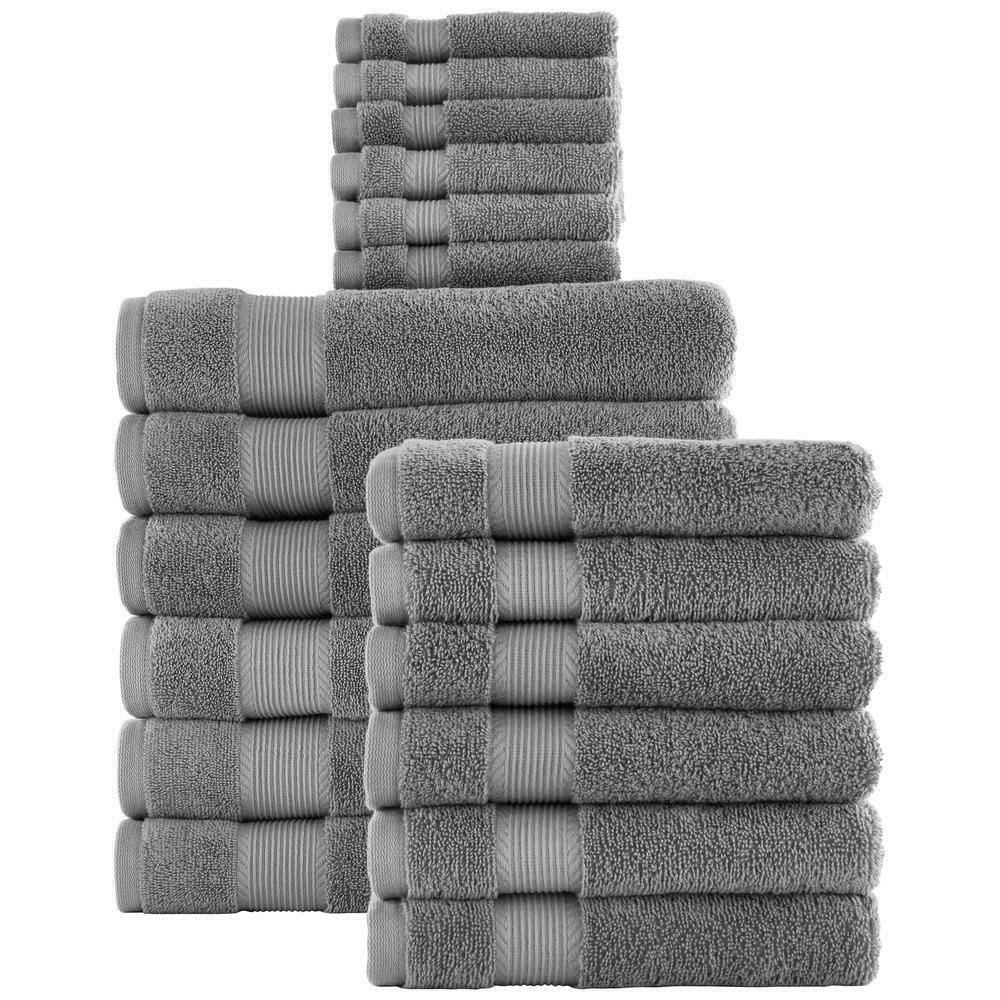 StyleWell 18-Piece Hygrocotton Towel Set in Stone Gray