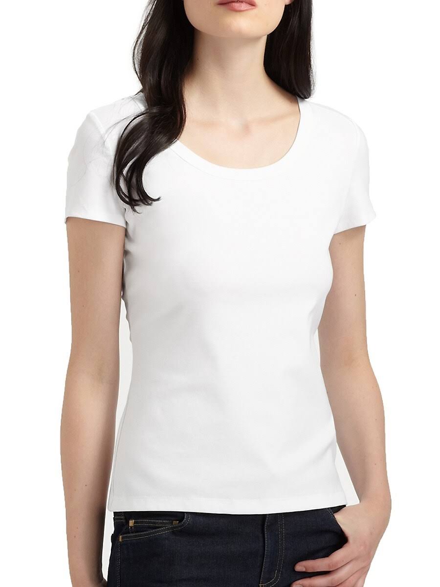 Lafayette 148 New York CottonStretch Basic Tee Black Womens Xs