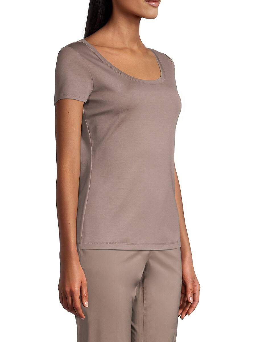 Lafayette 148 New York CottonStretch Basic Tee Black Womens Xs