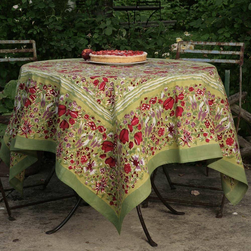 Couleur Nature Jardine Red/ Green Floral Cotton Tablecloth