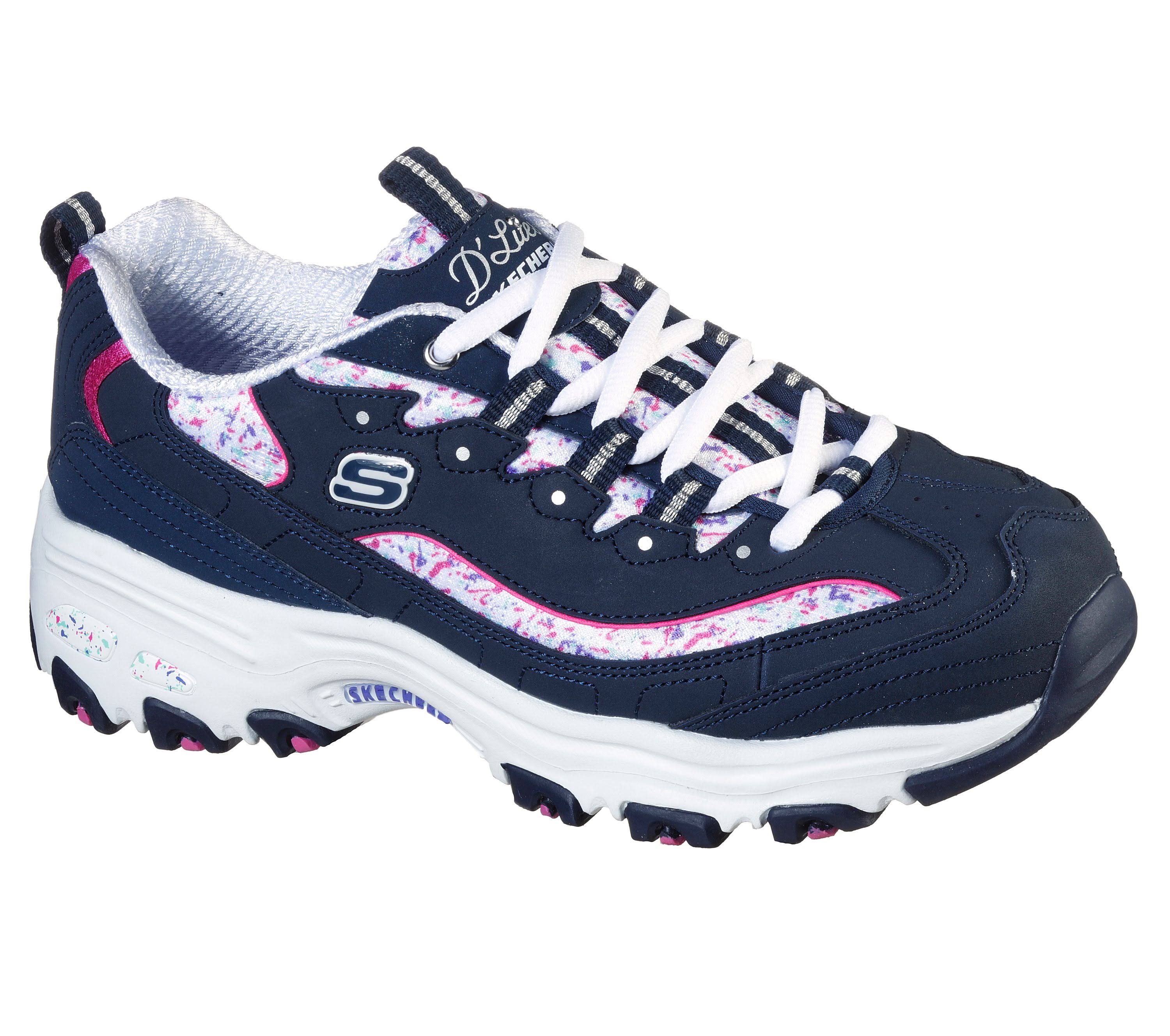 Skechers Womens DLites  Dazzling Canvas Sneakers NavyPurple 75