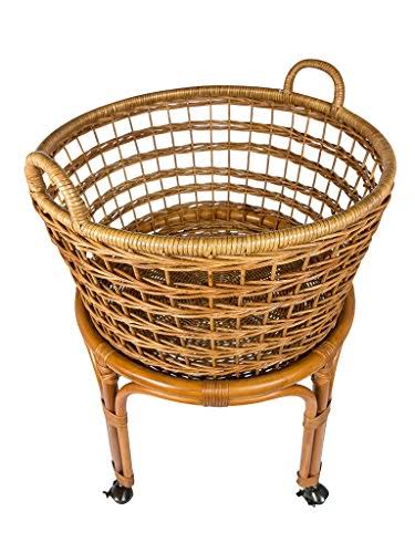 Kouboo 1030080 Rolling Wicker Laundry Basket and Hamper with Cotton Liner, Stand