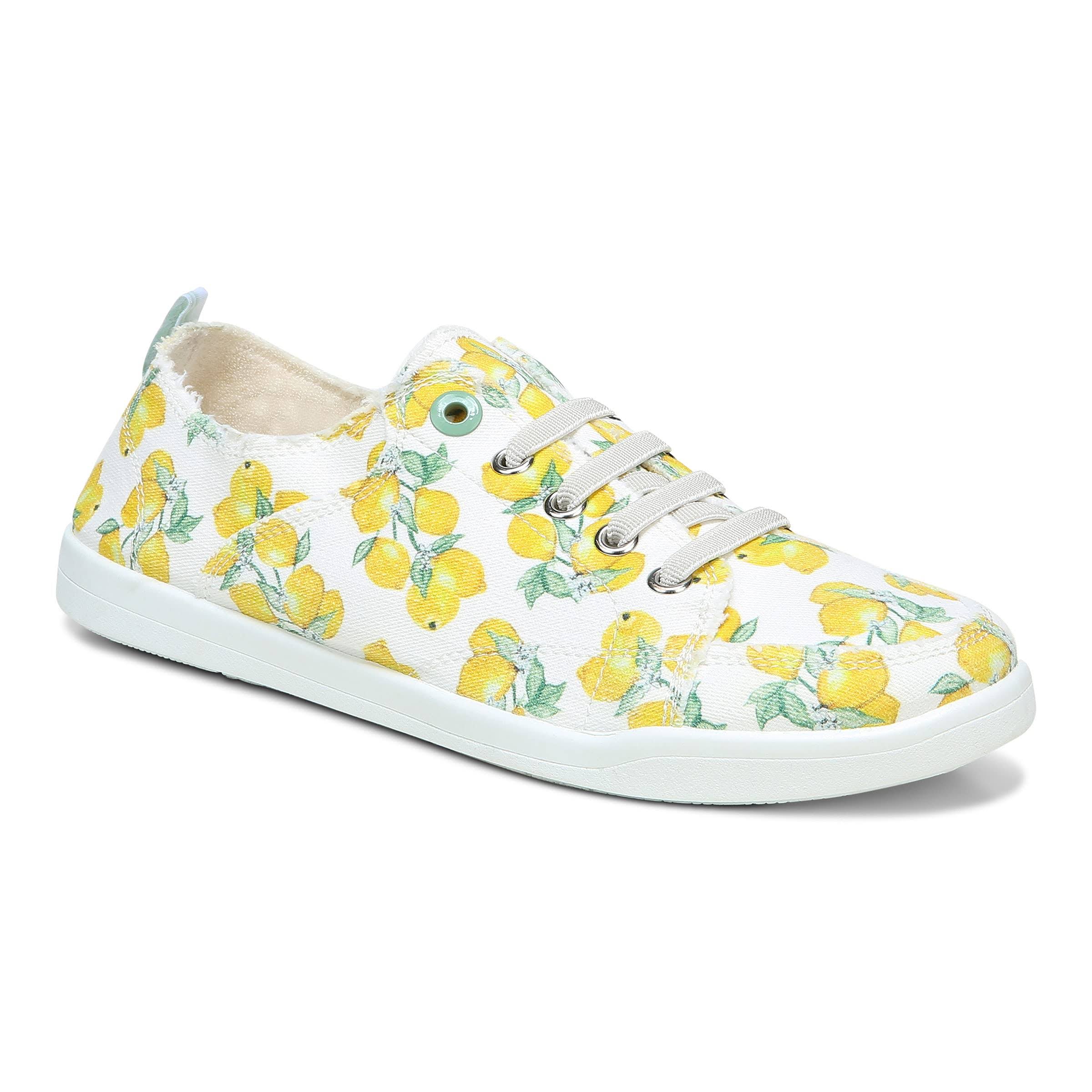 Vionic Pismo Lemon Printed Washable Canvas Lace-Up Sneakers - 6.5M